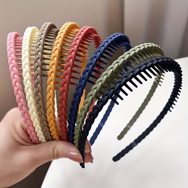 

Solid Color Non Slip Head Band Trendy Braided Hair Hoop Broken Hair Finishing Head Wear For Women And Daily Use