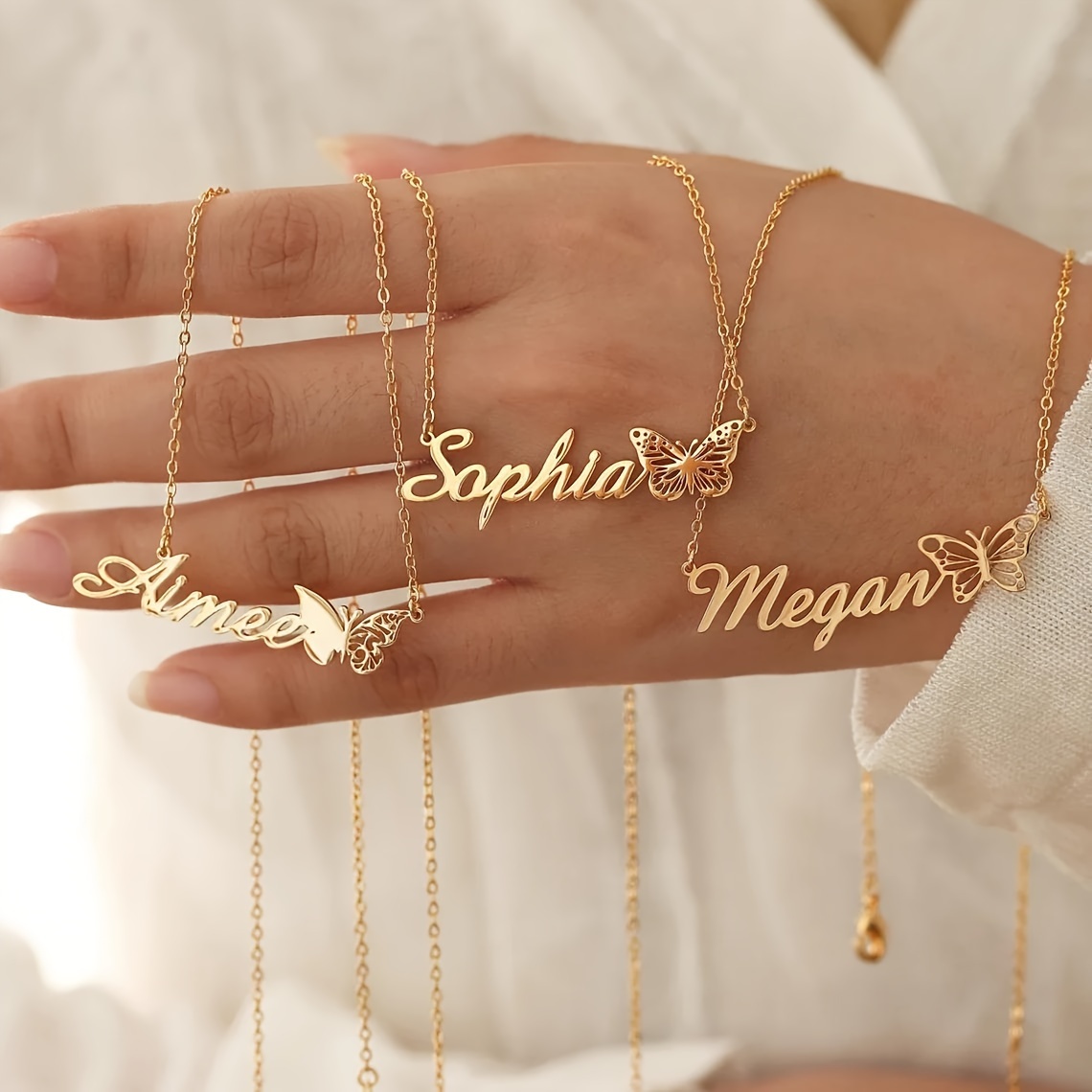 

Personalized Name Necklace With Butterfly Charm - Customizable Stainless Steel Pendant - 18k Golden Plated, Simple Boho Sexy Style - Ideal For Party, Vacation, All Season Wear - Gift For Girlfriend