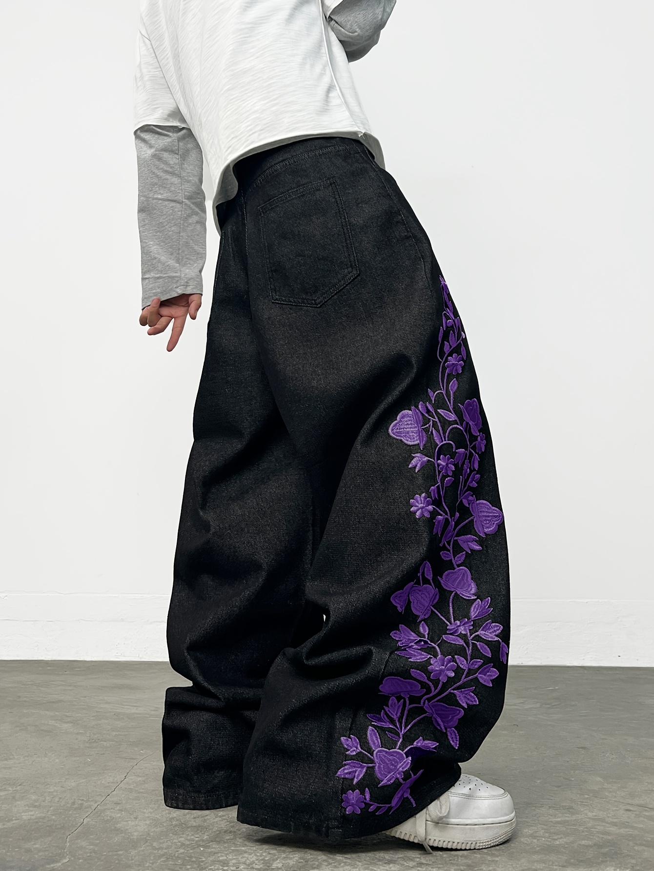 Washed Black Loose-Fitting Casual Jeans, Unisex Y2K Style