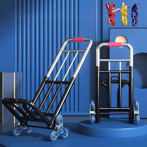 1pc heavy duty folding hand truck with adjustable gear stair climbing wheels and portable lift hand truck for transporting and shopping foldable hand truck