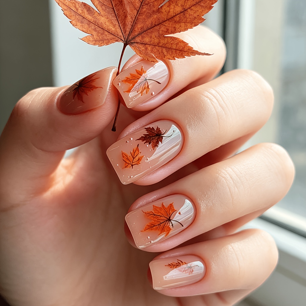 TEMU Faux ongles brillants couleur nude, longueur mi-longue, carrée, 24 pièces, autocollants pour ongles à pression, ongles gothiques, manucure, kit