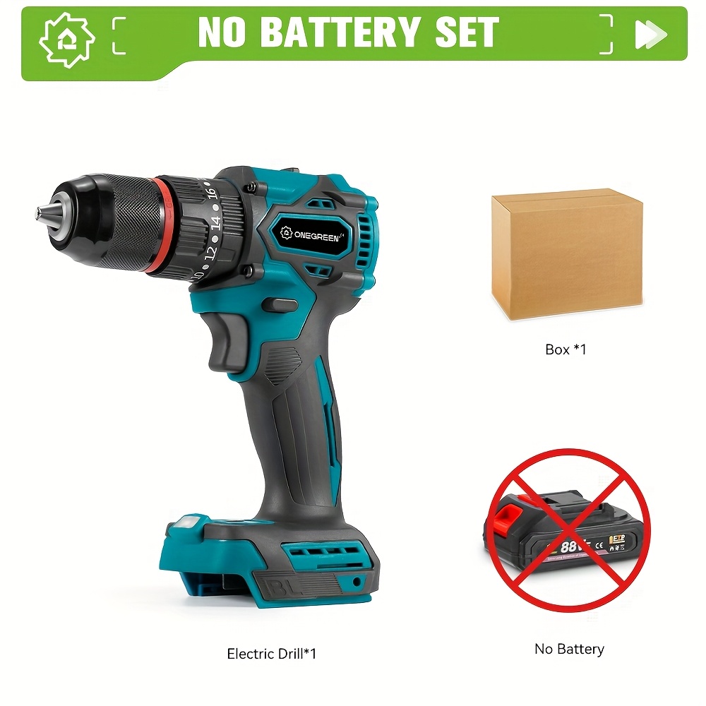 Image of Heavy-duty Cordless Brushless Drill Drill Set - 1000w Brushless Motor, 25-speed Electric Screwdriver/ Drill/hammer Drill Suitable For Wood, Wall, Concrete Drilling With Speed & -type Plug