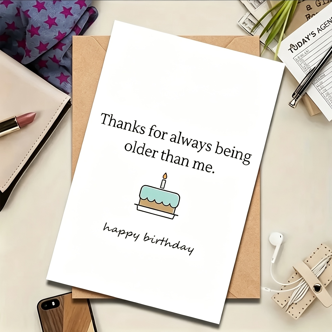 TEMU 1pc Humorous Birthday Card With Envelope, Funny "i'm Older Than You" Message, Material, Suitable For Men, Women, , Family - Ideal For , Parents,