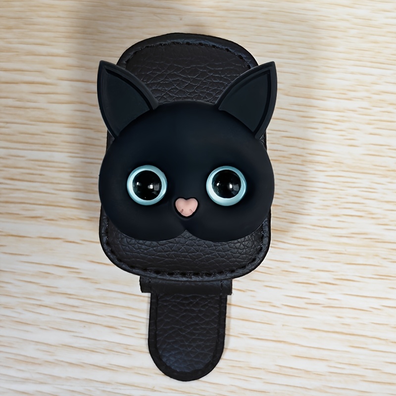 E-shop niedlicher 3D-Katzen-Auto-Sonnenblendenclip, modische Modebrille mit starkem Magnet-Halter, Autozubehör für Damen, Autodekoration, sichere