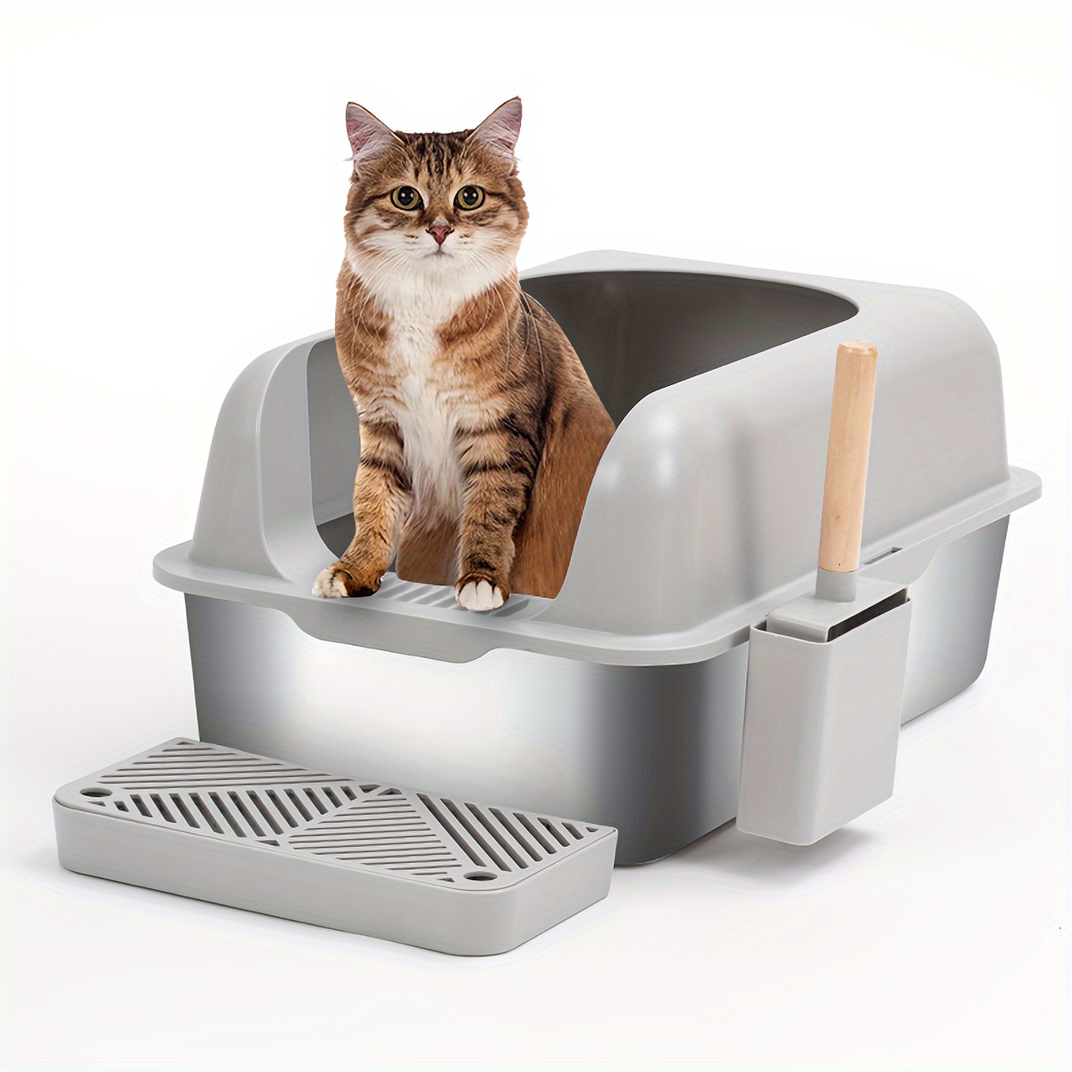 Caja de arena para gatos plegable y con tapa, baño cerrado para gatos con  entrada superior y antisalpicaduras, fácil de limpiar, incluye pala para