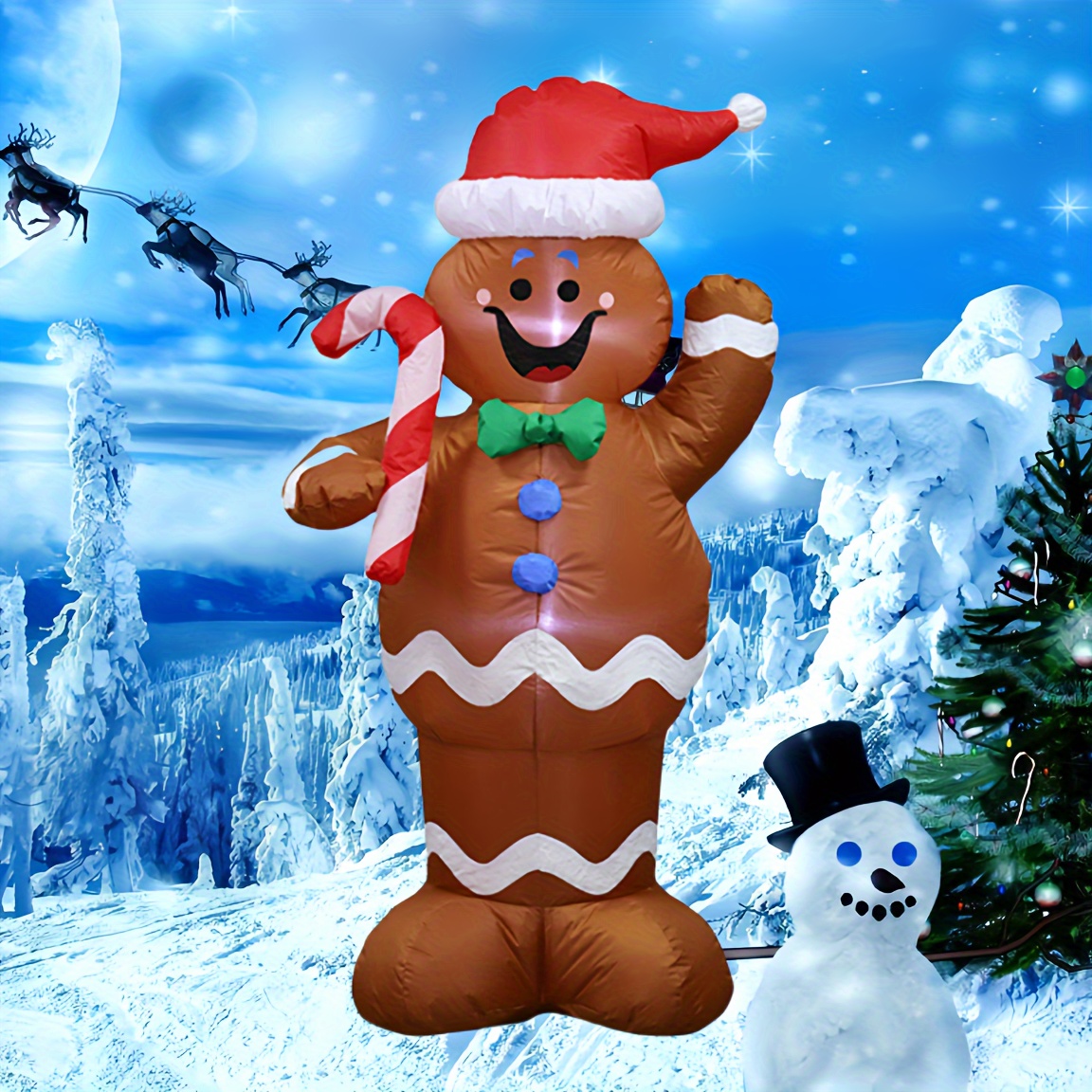 

5ft Inflatable Gingerbread For Man Christmas Decor Outdoor With Led Light, Quick Air Blown, Yard Inflatables, Christmas Inflatables, Outdoor Christmas Decorations For Yard Garden Lawn Decor