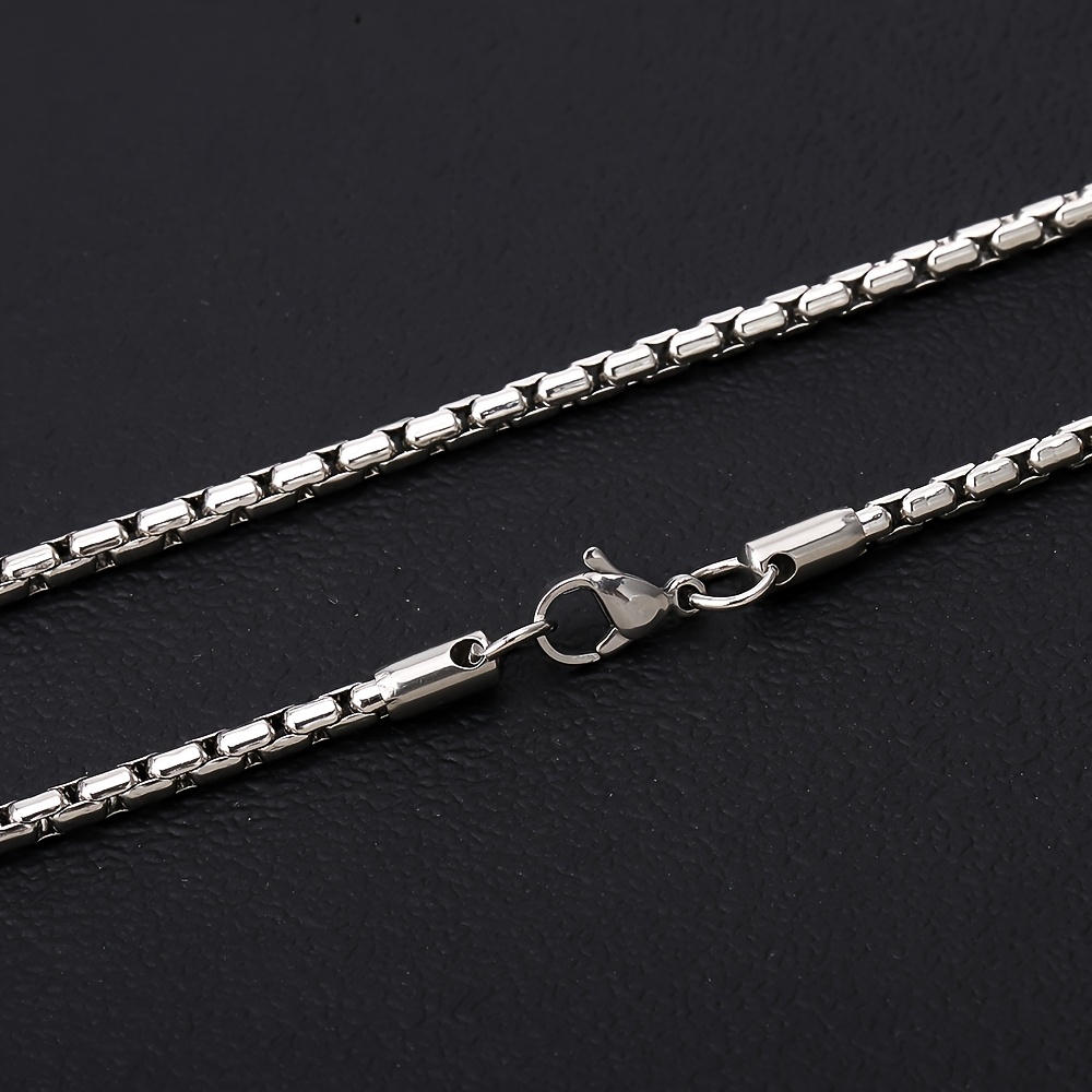 TEMU 1pc de collier pour homme en acier inoxydable 304, épaisseur de 3,2 mm, disponible en longueurs de 50 cm, 55 cm et 60 cm, ne se décolore pas ni