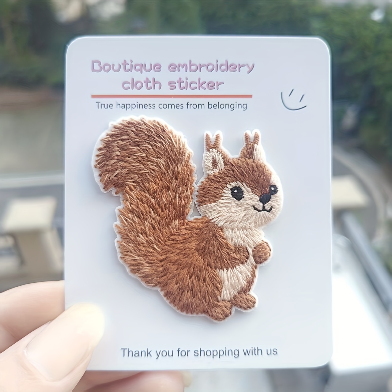 Image of New Self-adhesive Cute Embroidered Fabric Patches - Dog, Squirrel, Cat, Pig - With Independent Packaging And Card - High-quality Heavy-duty Animal Appliques