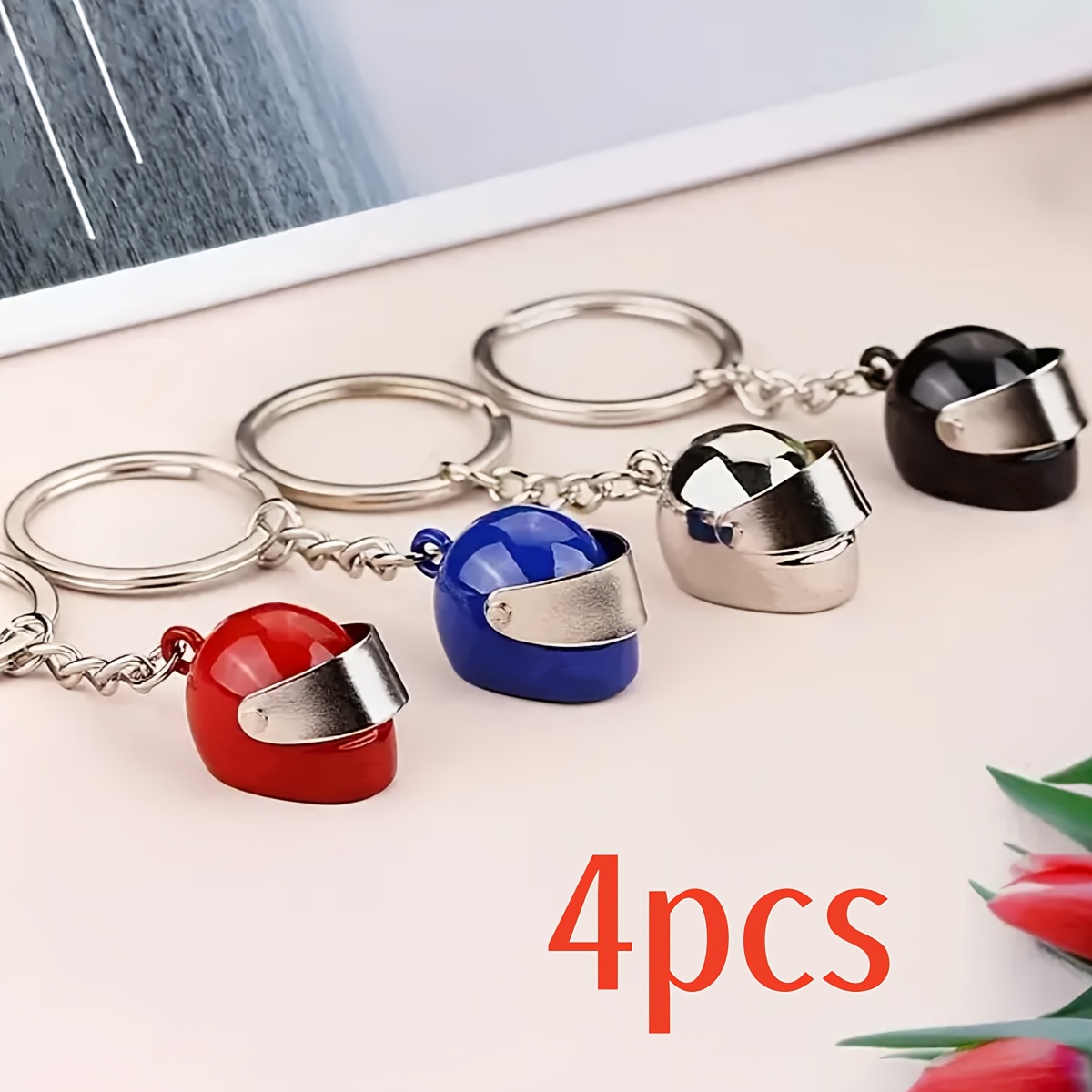 item picture 4pcs keychain set fashionable and keychains stylish and   style keychains 4 color 4pcs keychain set stainless steel keychains unique gift birthday gift valentines day gift christmas gift gift for boyfriend husband father one