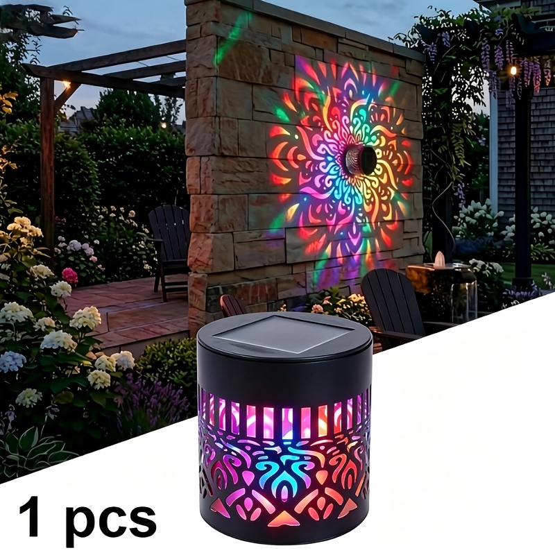 TEMU Luce a mandala solare RGB, luce solare per recinzione, luce da parete decorativa da esterno in metallo, grado di protezione IP65, 13 modalit� di