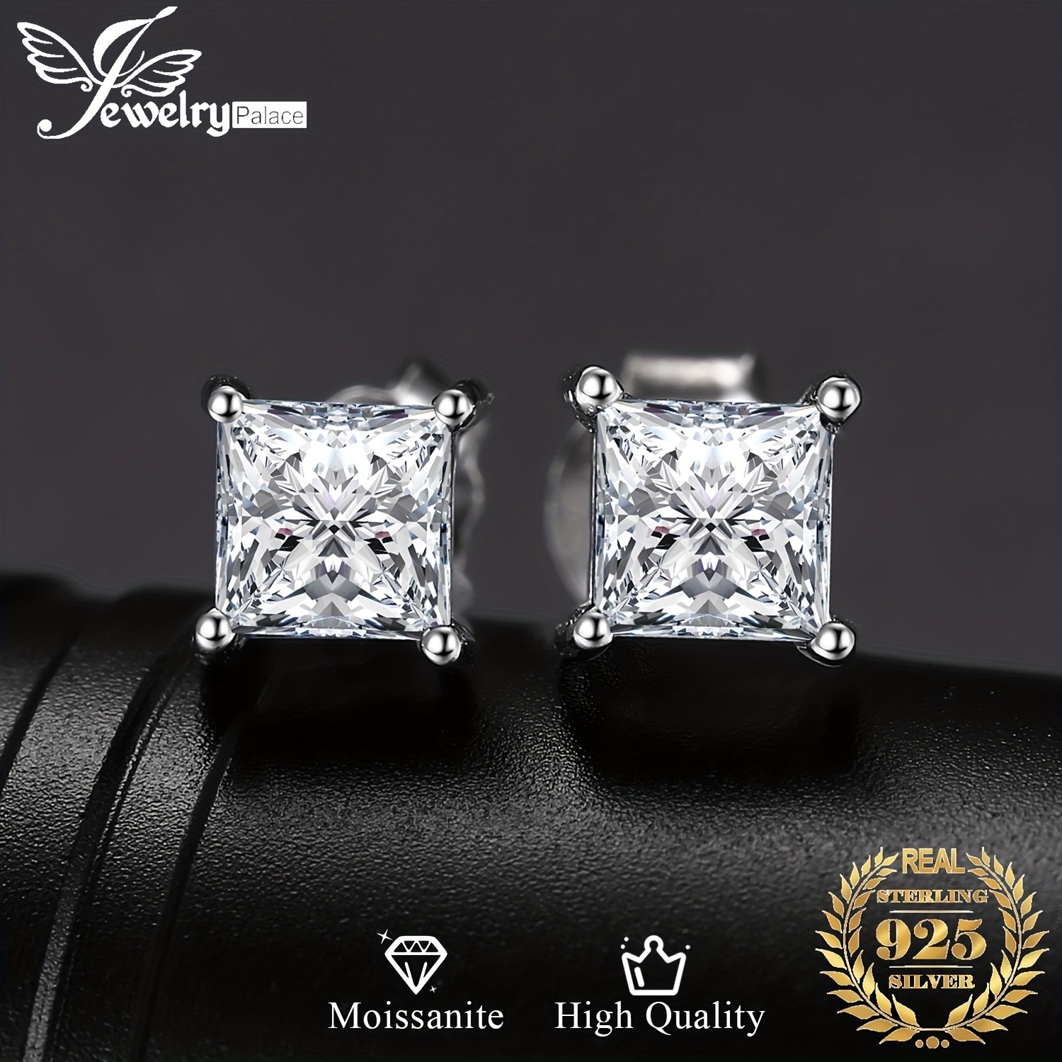 

1 Pair Elegant Moissanite Stud Earrings - 0.8ct Total, 925 Sterling Silver With Platinum Plating, December Birthstone, Ideal For Weddings, , And , Banquet, Fine Jewelry