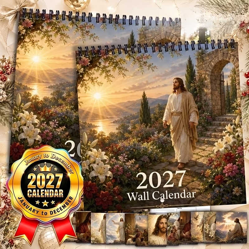 2027 Jesus Wall Calendar, Spiral-bound 12-month Annual Planning Calendar With Extra Large Grids & Marked Us Federal Holidays, Beautiful , Perfect Halloween Christmas New Year Gift