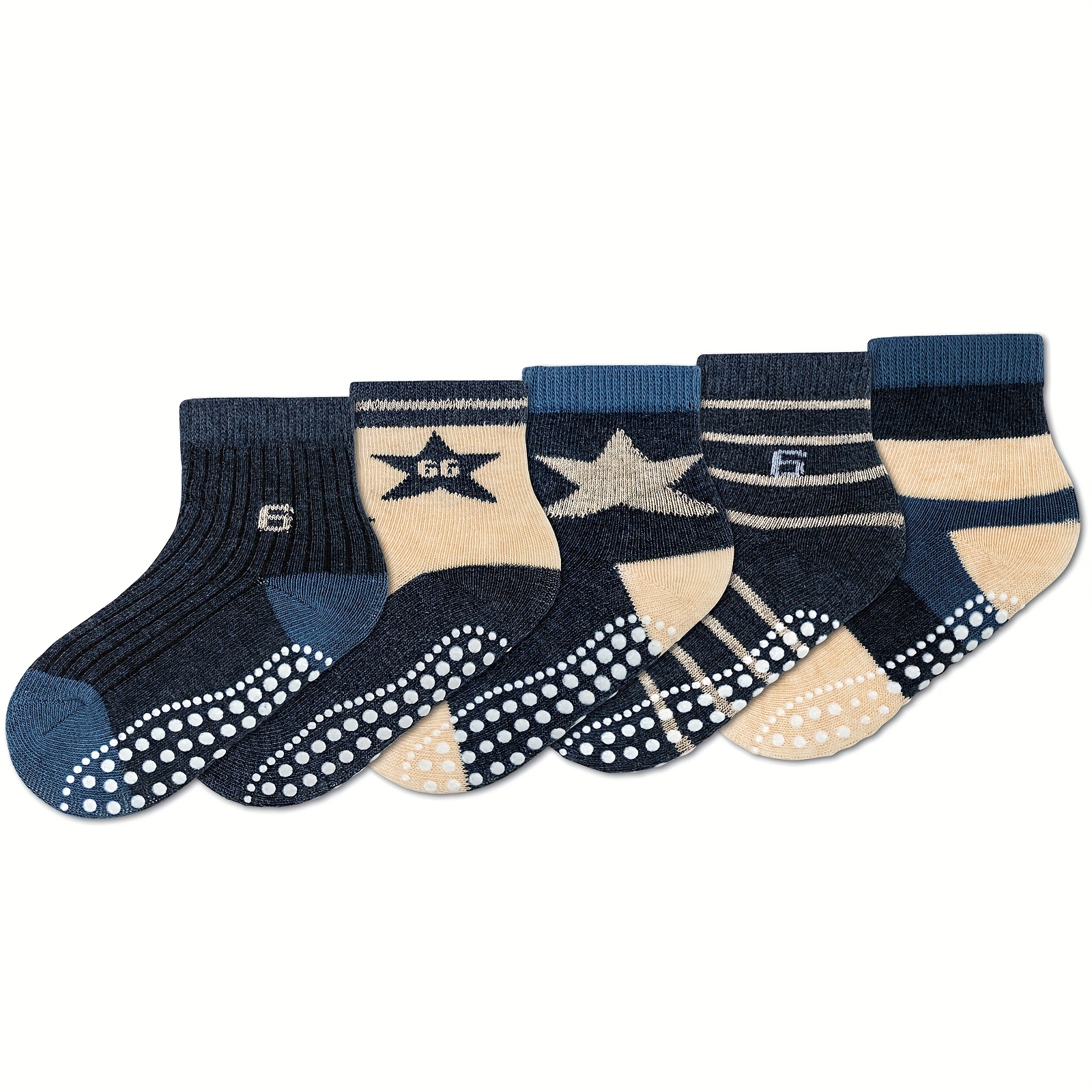 5-pairs Grip Socks For Toddlers- ,fall And Winter Clothes