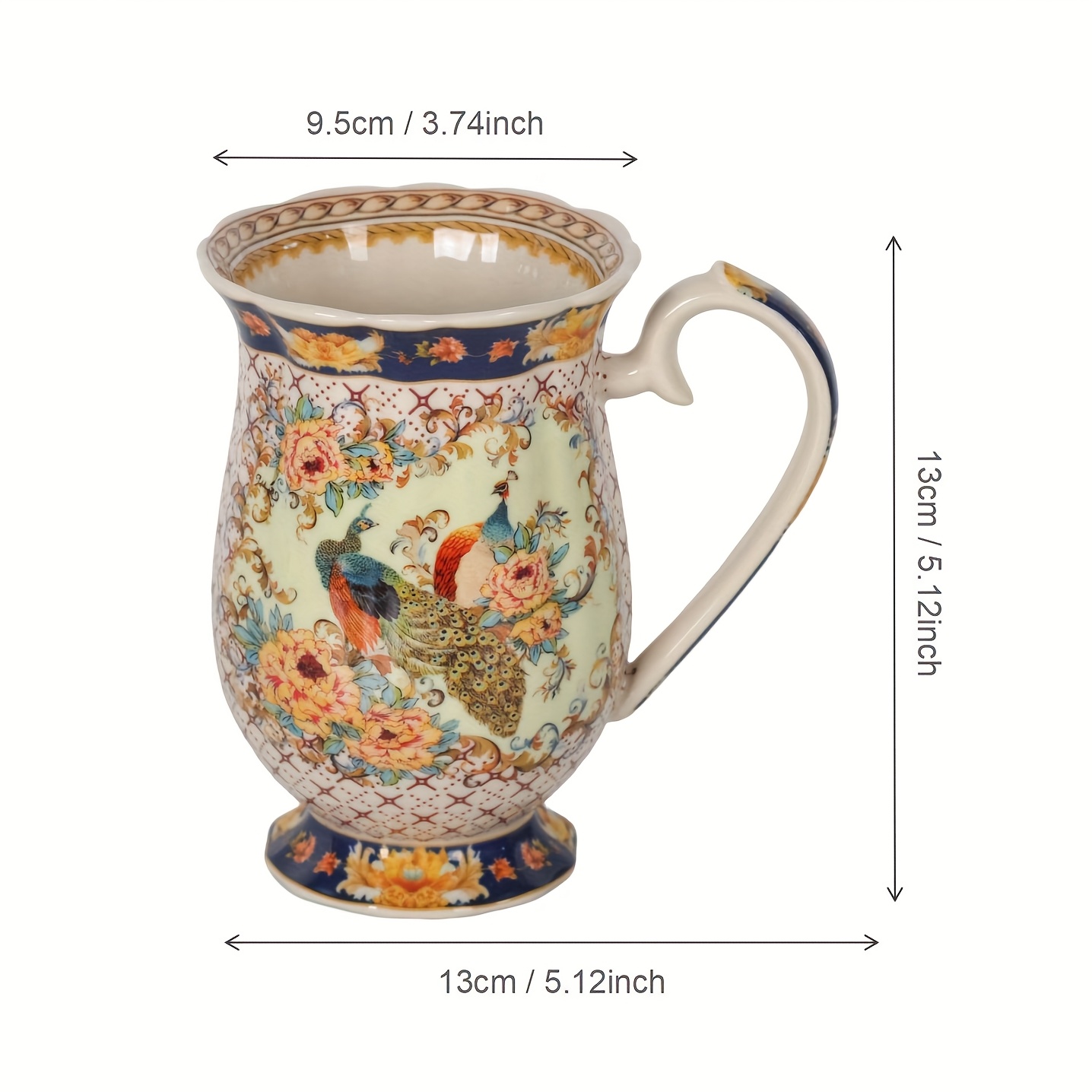 1pc Elegant Peacock & Suitable For Afternoons Tea Mug - European Vintage Ceramic Coffee Cup With Peacock, Microwave Safe Dishwasher Safe Suitable For , Coffee, Latte, Water, For, Office, For Use