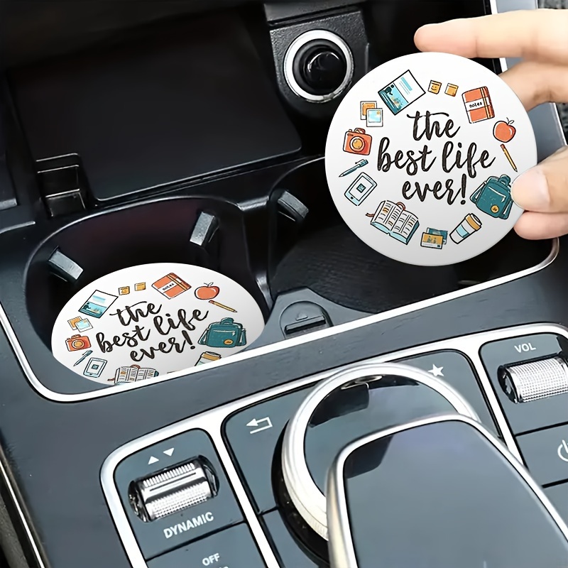 

2pcs The Best Life Ever Car Cup Holder Coasters Car Interior Waterproof Coaster To Keep Your Car Cup Holders Clean And Dry For Easy To Move