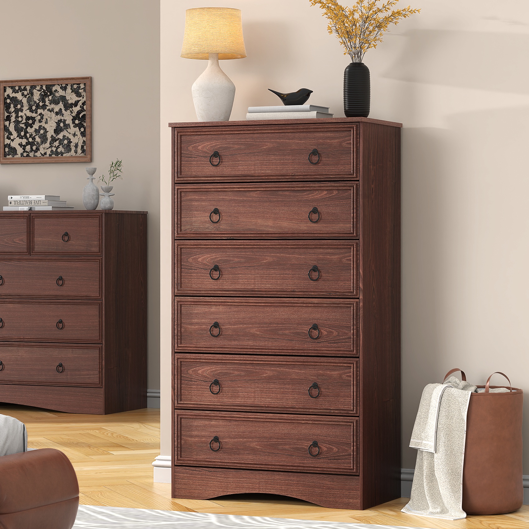 Farmhouse Modern 6-Drawer Dresser | 52" Tall Storage Chest