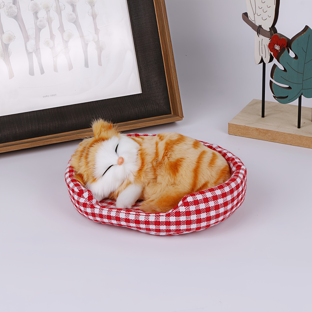 TEMU Collectible Figurines: Realistic Sleeping Cat Statue – Perfect For Desk Or Car Display, An Ideal Gift For Couples