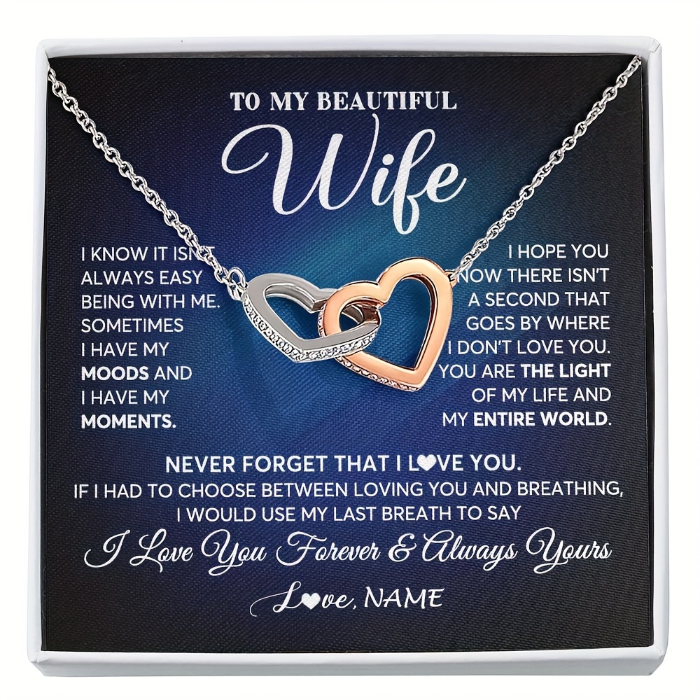 

Custom 'to My Beautiful Wife' Necklace Gift Set - Includes Elegant Card & Box, Perfect For Birthdays, Anniversaries & Valentine's Day