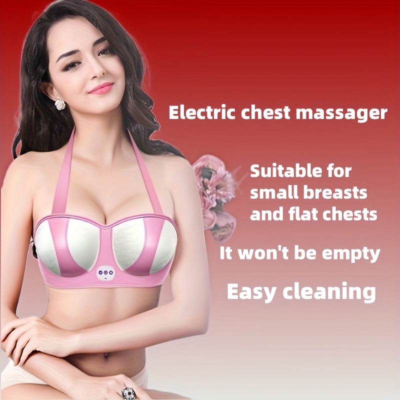 Electric breast massager, multiple vibration modes massage, chest massager with heating, rechargeable chest massager