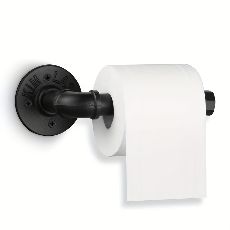 Iron Pipe Bracket Industrial Pipe Toilet Paper Holder Bathroom Toilet Roll Holder Heavy-duty Wall-mounted Paper Towel Rack Storage Roll Paper Towel Rack