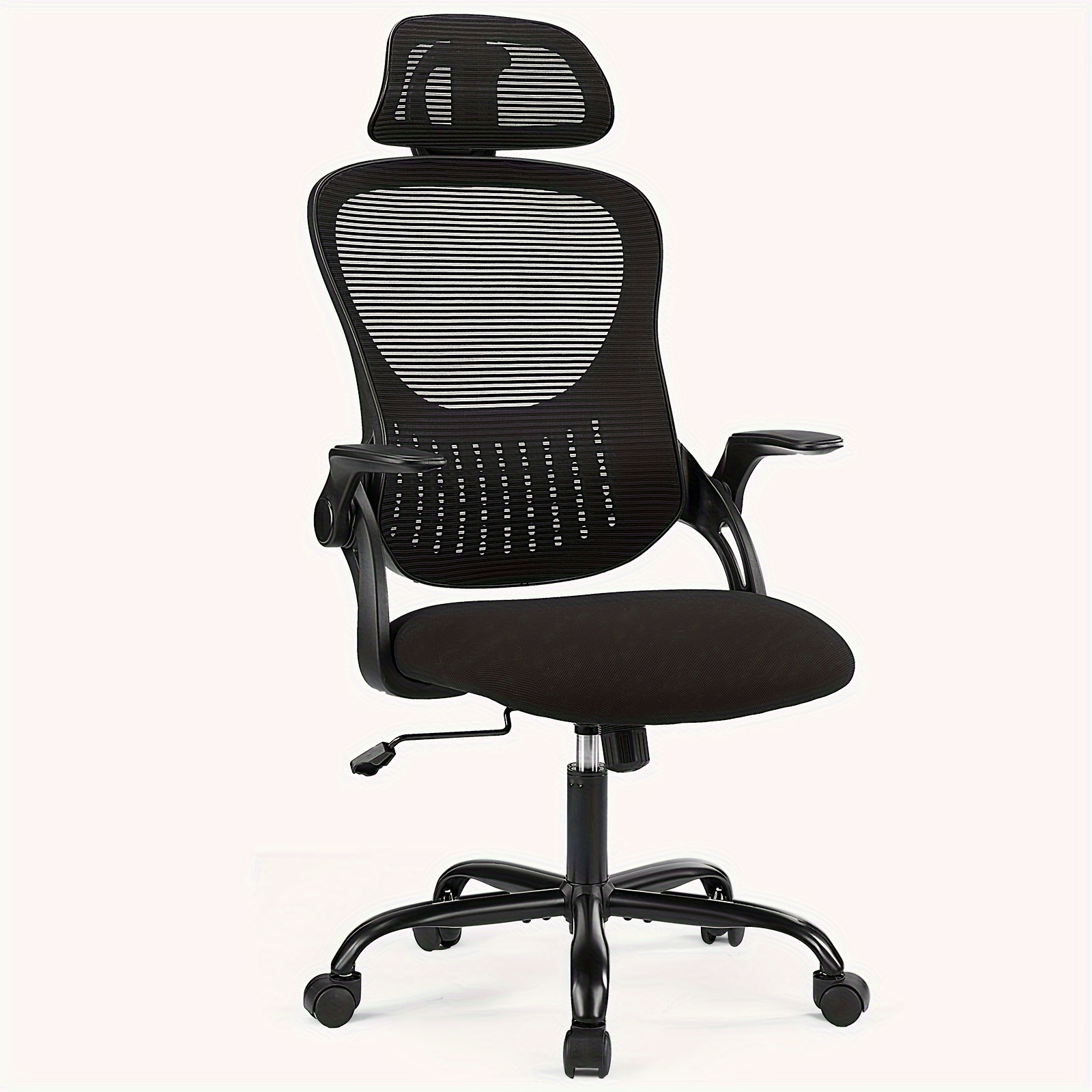 

Office Computer Desk Chair, Ergonomic High-back Mesh Rolling Work Chairs With Wheels And Adjustable Headrests, Comfortable Lumbar Support, Comfy Flip-up Arms For Home, Bedroom, Study
