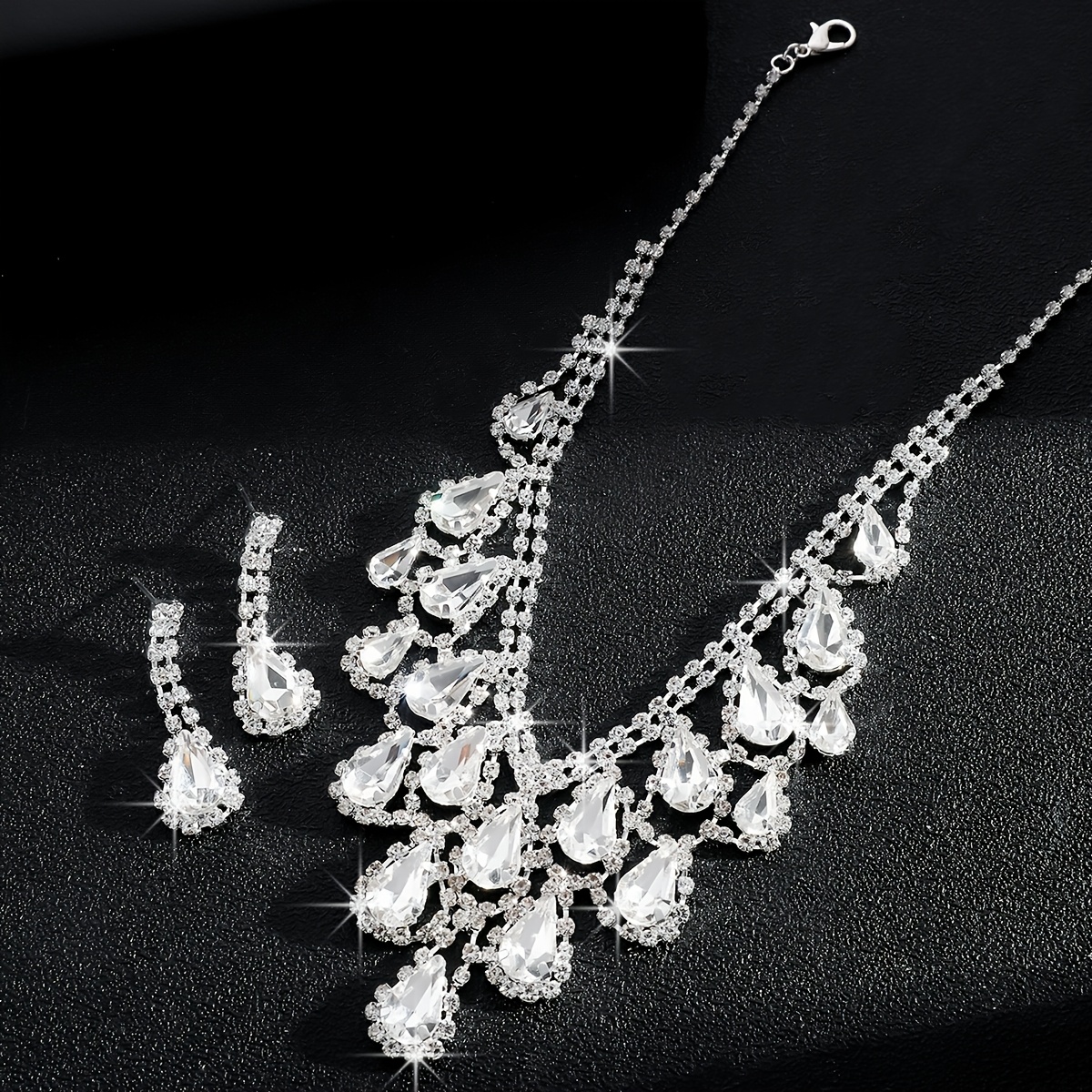 Elegance Water Drop Tassel Necklace and Earrings Set