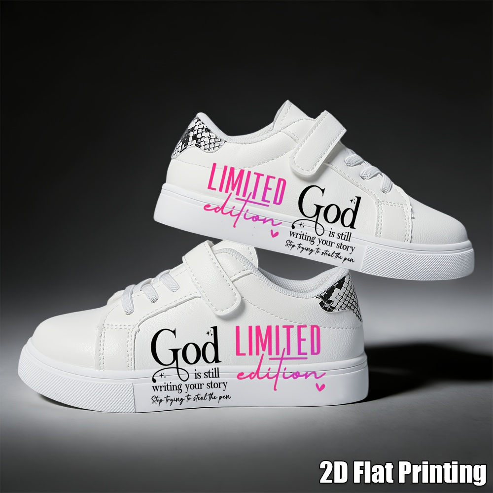 1pc 2  shoes with god quote   edition theme and cartoon inspired pattern for daily casual   school activities   and casual attire 2d flat printing 2d flat
