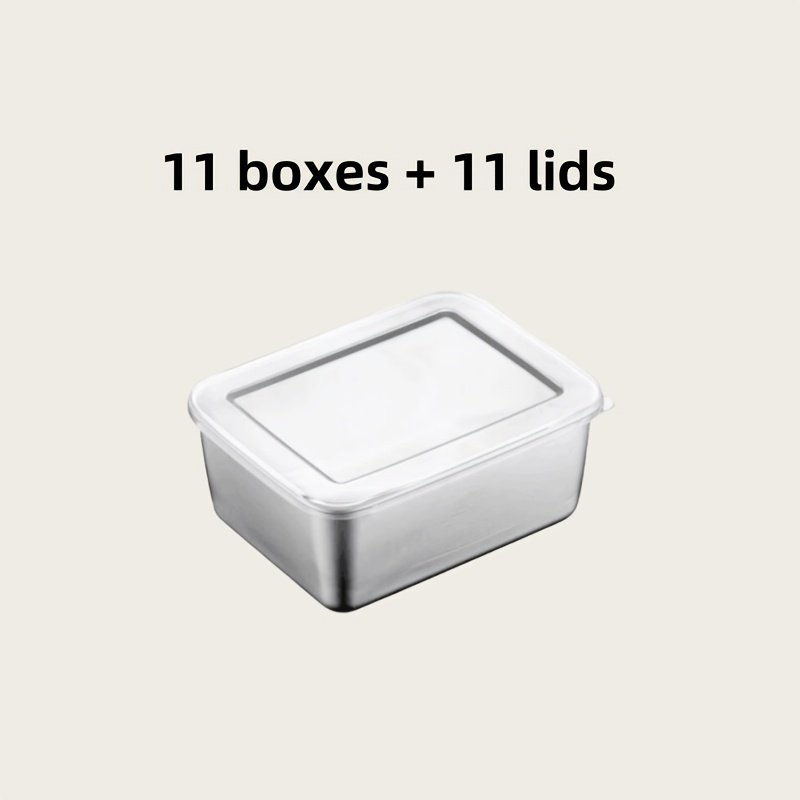 TEMU 22pcs Of Stainless Steel Food Preservation Boxes, Outdoor Food Safety Boxes, Lunch Boxes, Sealed And Square Storage Boxes, Stackable Kitchen