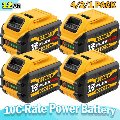4 2 1pack 60v 20 lithium ion replacement battery compatible with dcb609 dcb612 dcb606 2 dcb609 2 fits all dewalt 20v and 60 cordless power tools