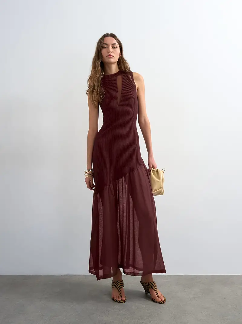 * Mature * Strip Dress Women'S 2026 Summer New Mesh Stitching Sleeveless Fairy Dress Design Sense Niche Asymmetrical * * * Long Skirt * Mature * Strip Dress Women'S 2026 Summer New Mesh Stitching Sleeveless Fairy Dress Design Sense Niche Asymmetrical * * * Long Skirt