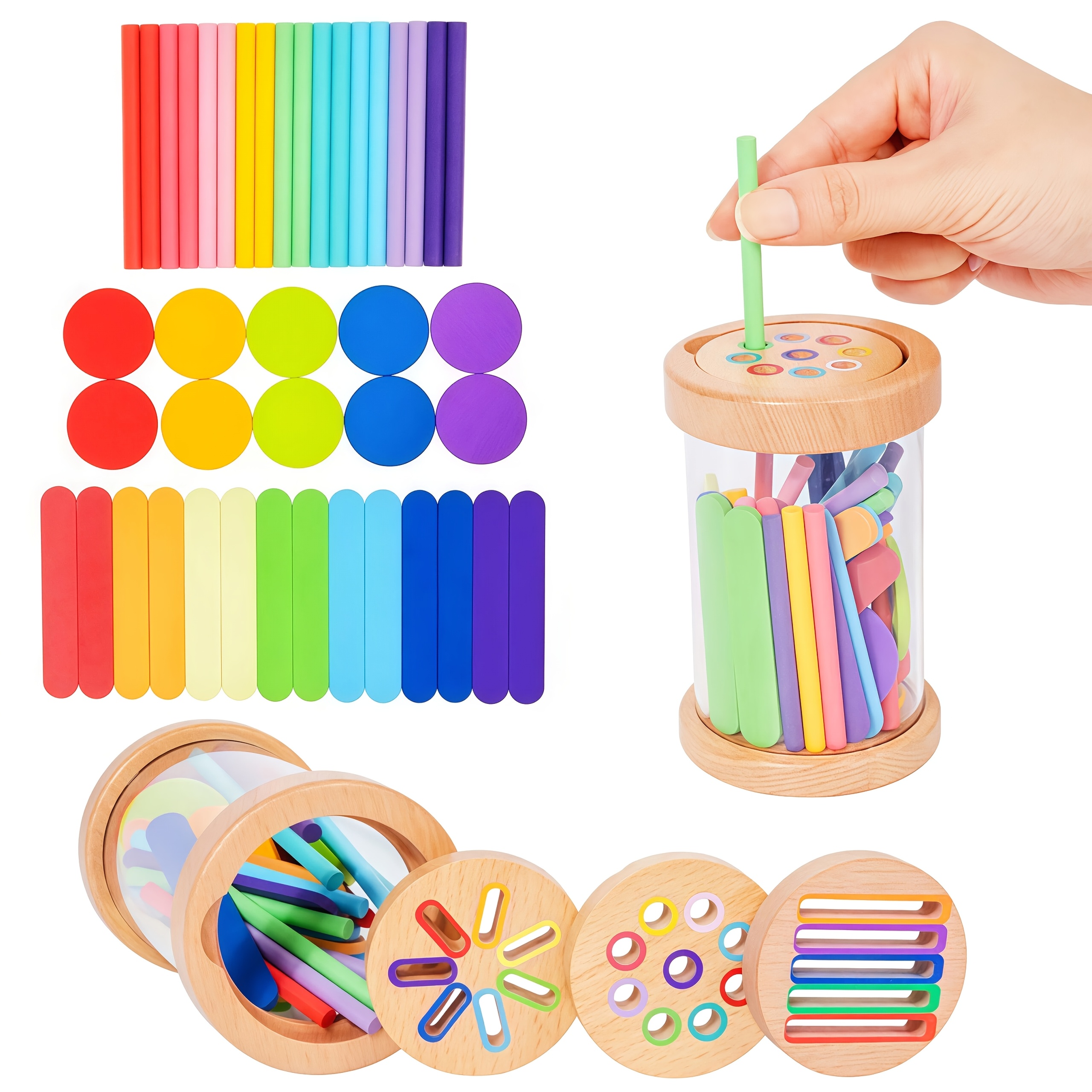 Image of 3-in-1 Color Sorting Cup Toy, Acrylic Transparent Shape Sorting Cup, To Sorting And Matching Game, Fine Motor Sensory Toy, Ideal Birthday Christmas Gift For Toddlers Aged 2-5