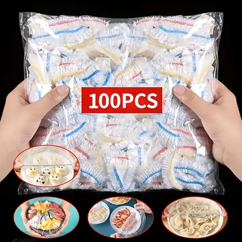 100pcs of elastic keeping packaging stretchable transparent dish lids used for or multiple times made of kitchen film can prevent dust from flying are suitable forhouseholds