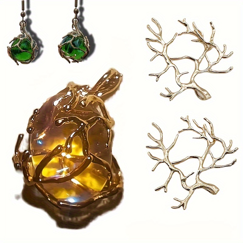 

3-piece Set Vintage Tree-shaped Crystal Pendant Trays For Diy Necklaces - Unisex Jewelry Making Supplies