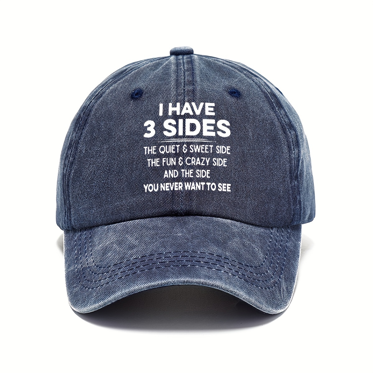 3 sides unisex washed hat unconstructed soft funny graphic  display picture 2