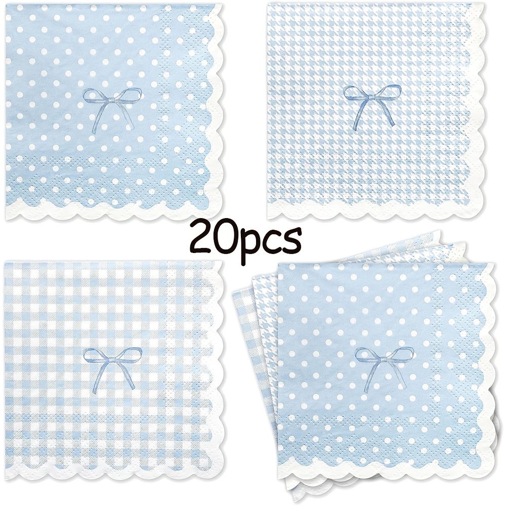 TEMU 20-60pcs Pink And -printed Napkins, Fan-shaped Edge Party Napkins, Fun-themed Disposable Napkins, Suitable For Birthday Parties, Gender Reveal
