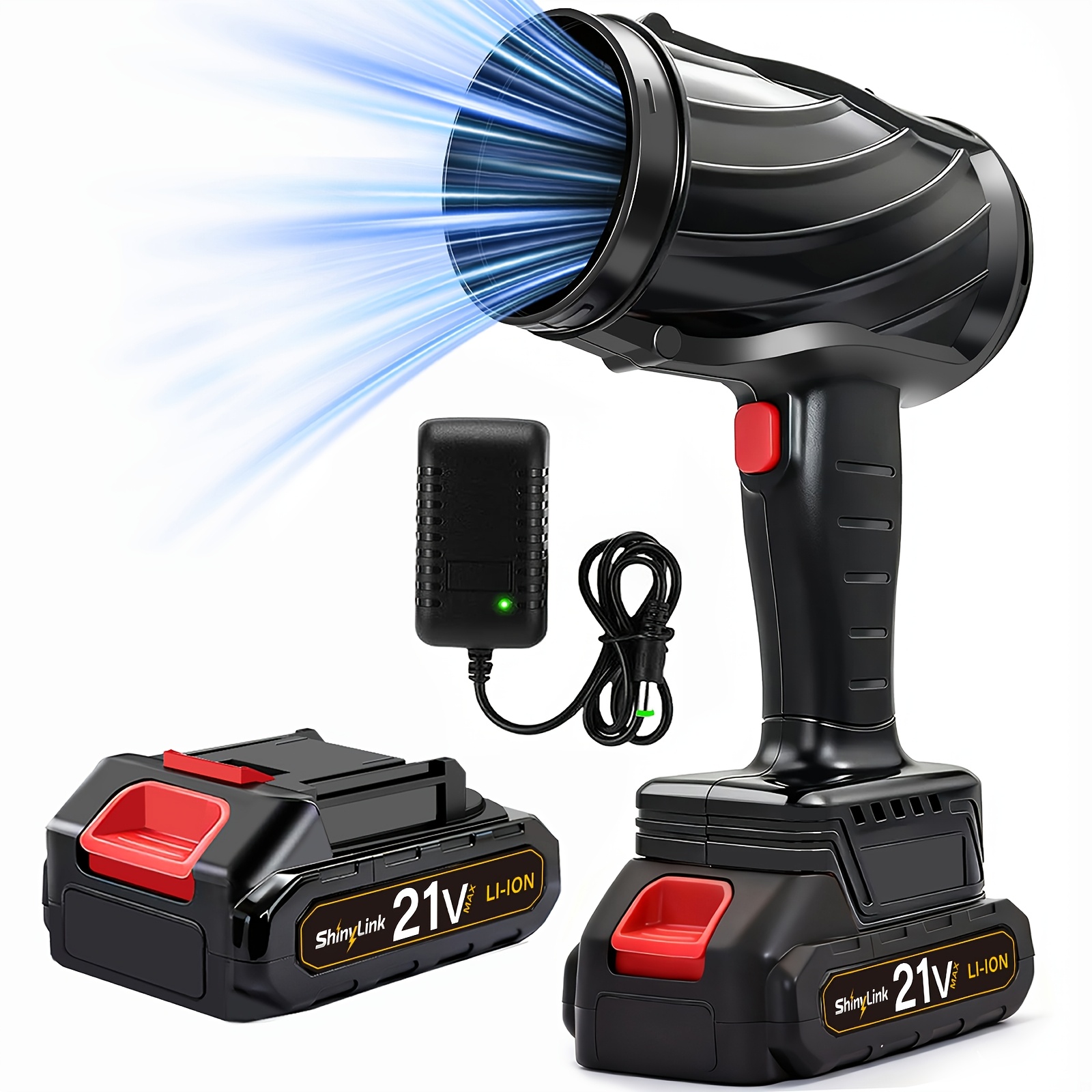 TEMU High Power Cordless Leaf Blower With 1pc/2pcs 2.0ah Batteries, Lightweight Design For Lawn Care, Yard, Snow, Pet Hair, Powerful 20000 Rpm