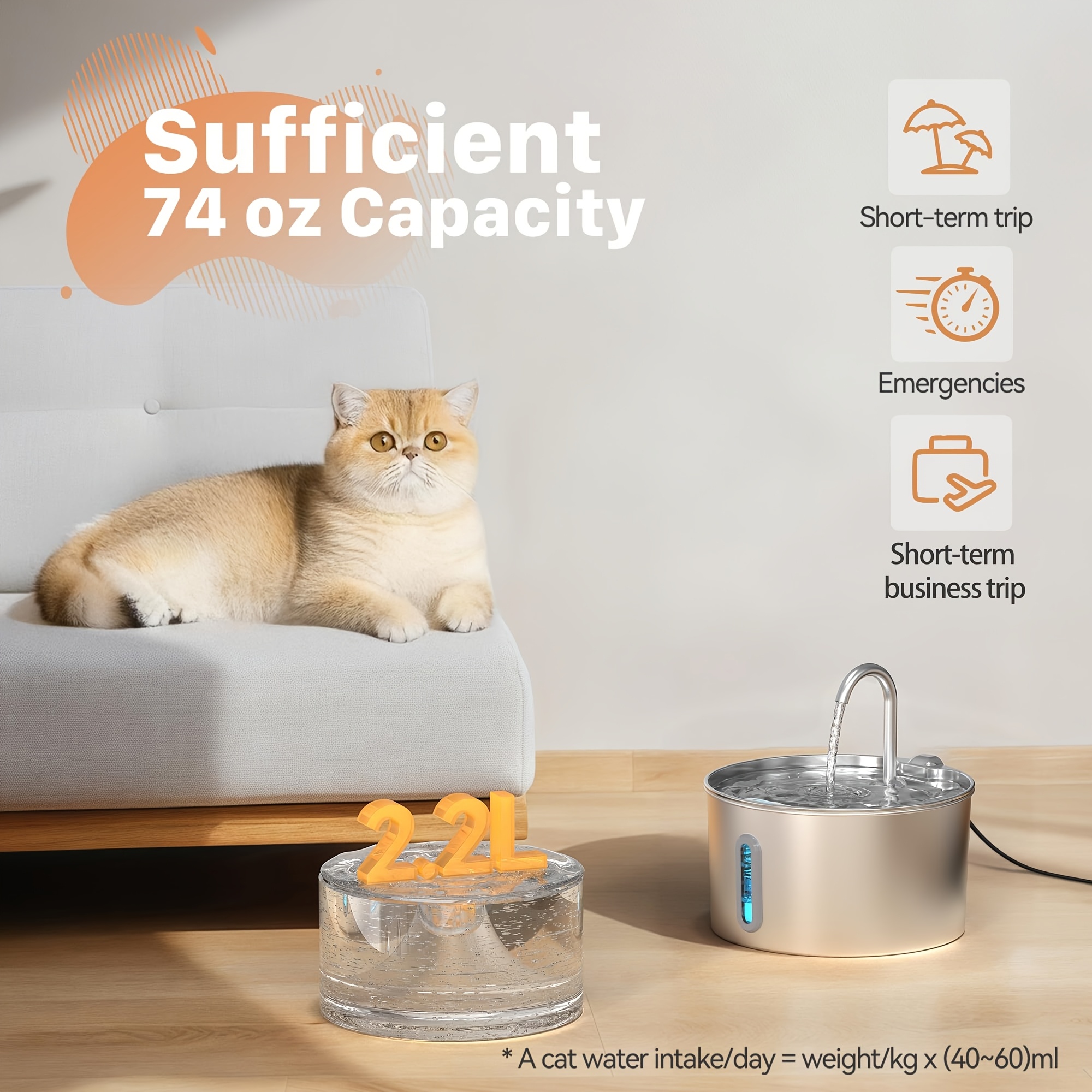 Stainless Steel Cat Water Fountain with Automatic Sprinkler