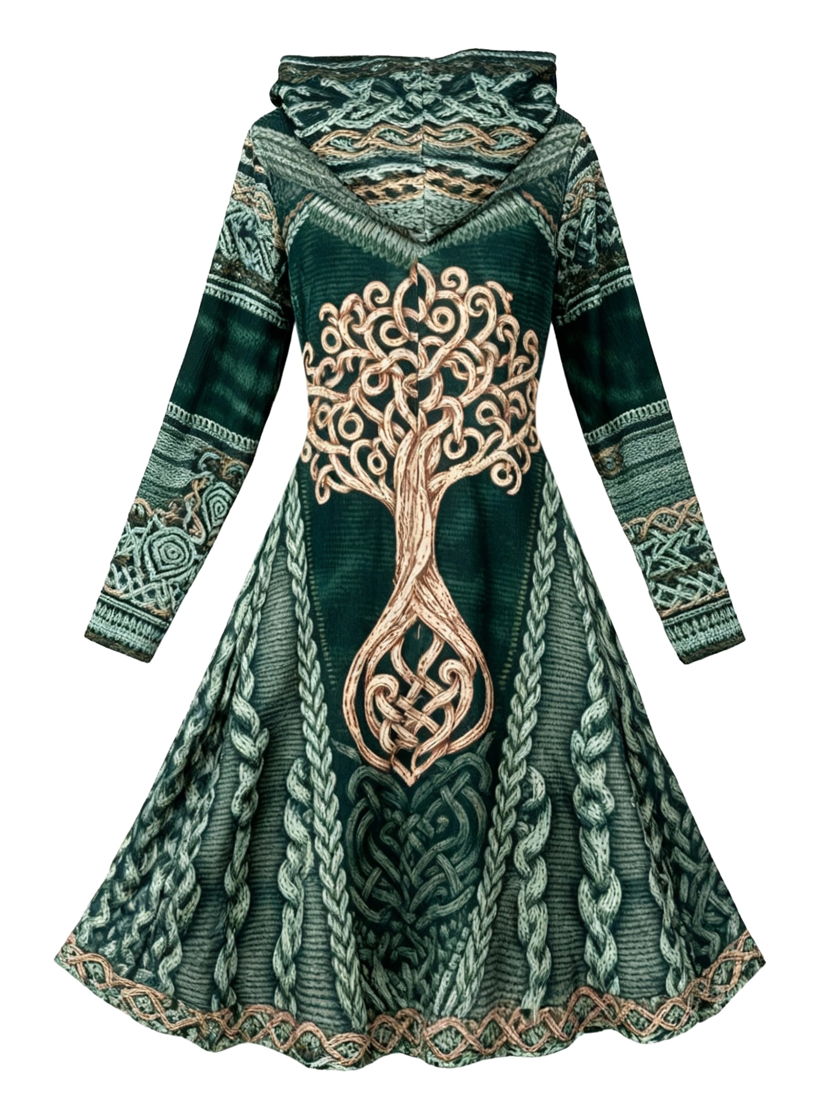 green emerald velvet dress Sure Design Womens Tree of Life Tank Dress in Green M / Green main image 1