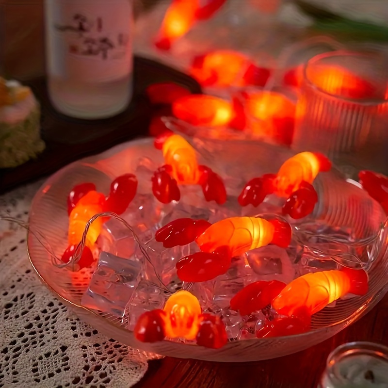 Image of 78.74 Inch 10 Lights Lobster String Lights, Battery Operated 10 Led Lobster Fairy Night Light, For Summer Camping Wedding Birthday Bedroom Gathering Halloween Christmas