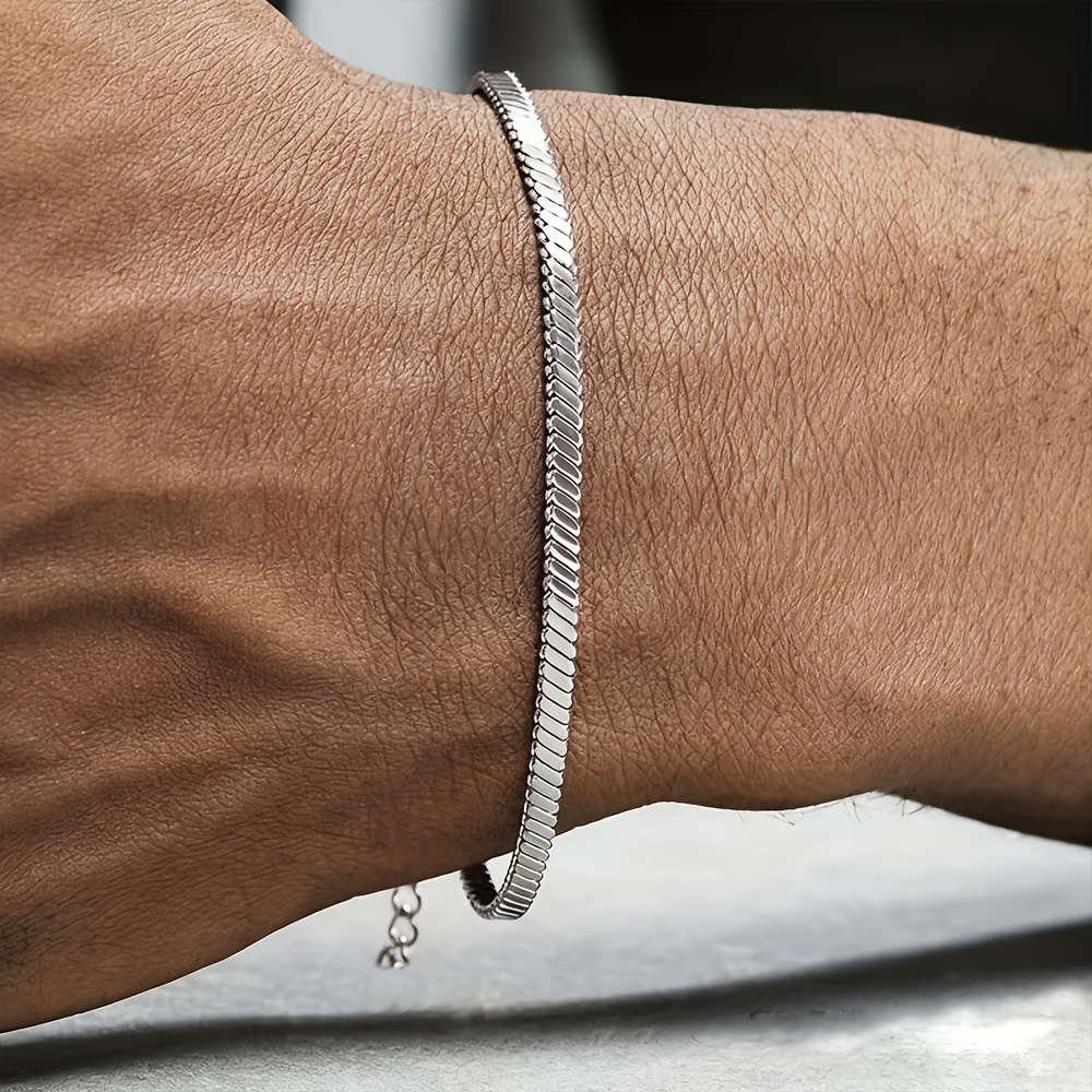 Men's 304 304 Stainless Steel Snake Chain Bracelet, Titanium 304 304 Stainless Steel Men's Bracelet, Waterproof Bracelet, Suitable As A Personalized Gift For Boyfriend Or Husband
