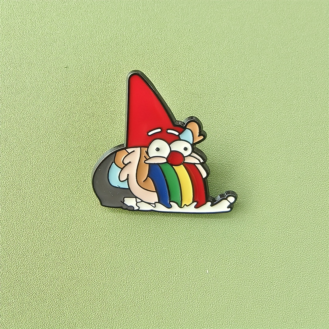 Image of 1pc, Women's Brooch, Collar Pin, Scarf , Rainbow Dwarf Brooch, Alloy Drip Badge Collar Pin