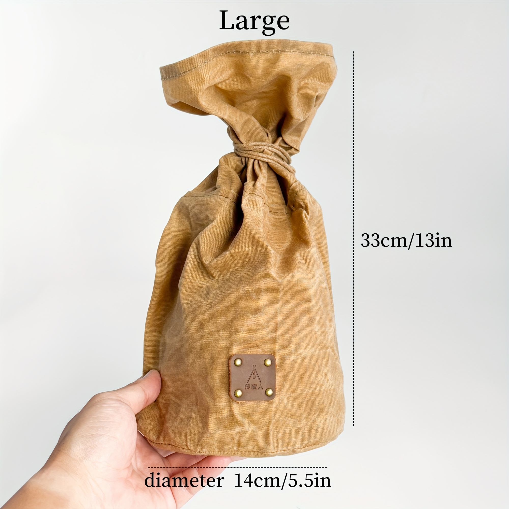 Waxed Canvas Outdoor Camping Storage Bag, Multi-Purpose Drawstring Vintage Style