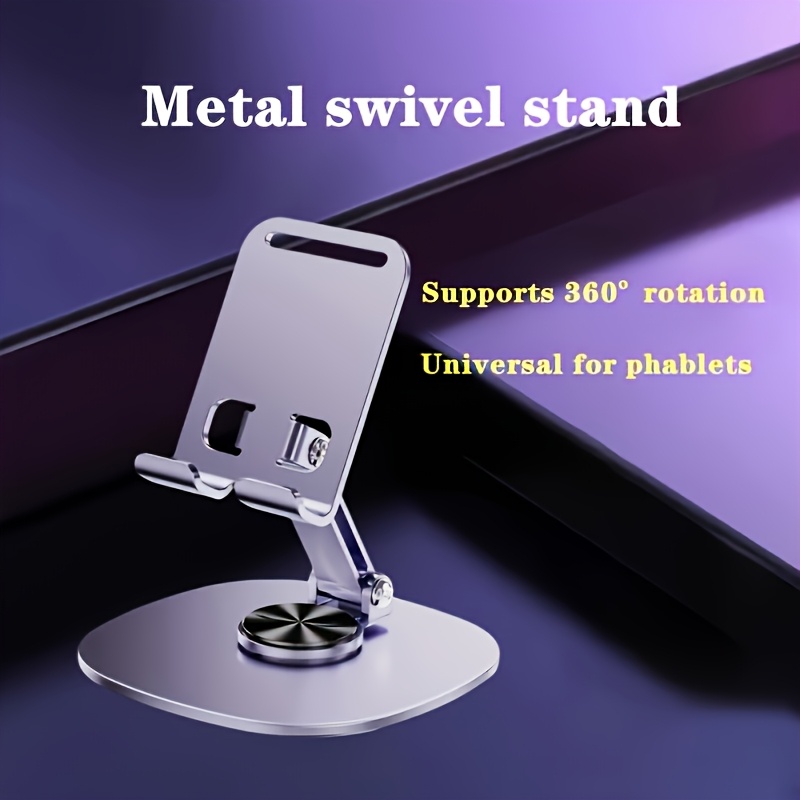 Image of 360° Rotating Metal Phone Stand - Adjustable, Foldable & Portable Desktop Holder For All Smartphones, 180° Tilt, 90° Rotation, Accessory, Phone Holder For Desk