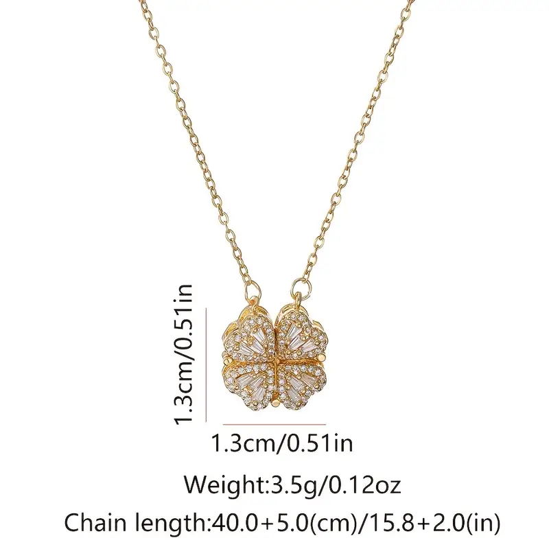 convertible 4 heart flower necklace for women two way wear interlocking pendant with sparkling crystals stainless steel for daily party wear heart necklace versatile accessory intricate setting fashion statement stylish accessory womens fashion Product details 5