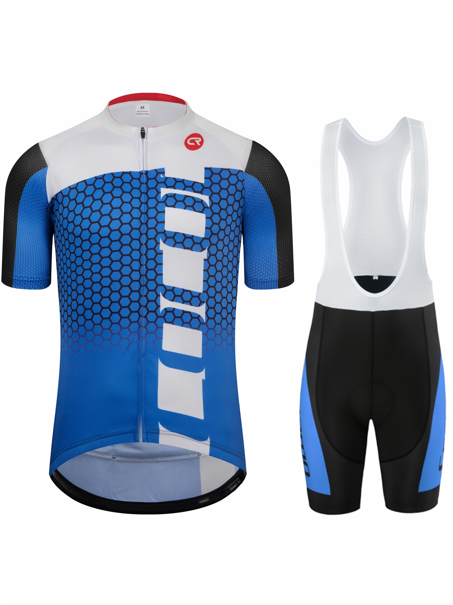 PSPORT メンズ サイクリング ジャージ ビブショーツ ブラックセット バイク服 半袖 US サイズ: Chest 37.8