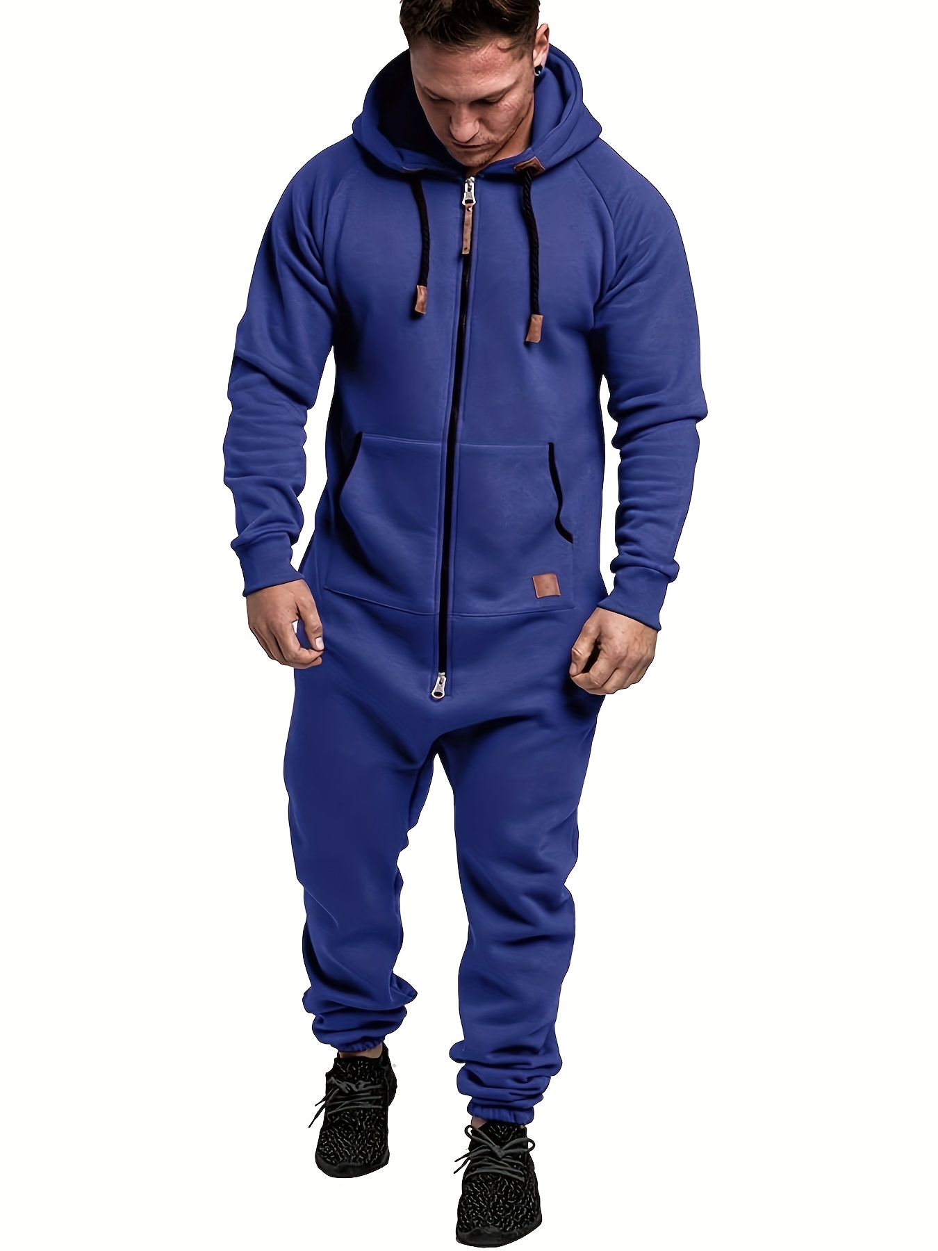 mens trendy jumpsuit rompers autumn winter zipper long work suit