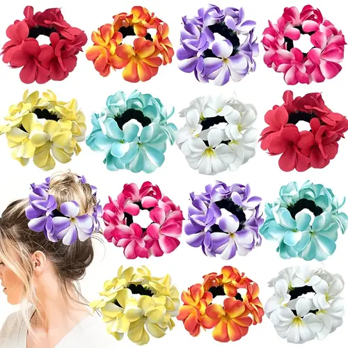 7pcs set spring and summer simulation egg flower rubber band elastic hair circle meatball hair rope head loop bohemian beach accessories