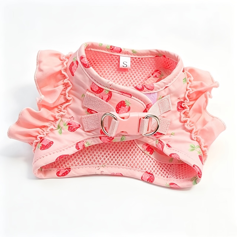 Cartoon Strawberry Print Pet Harness and Leash Set