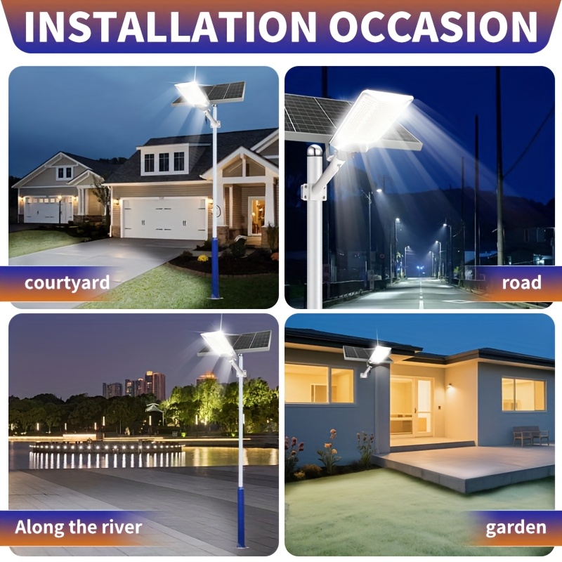 Solar ultra-bright curved surface street lamp, 18000mAh outdoor solar lamp with remote control, suitable for parking lots, commercial parking lots, school basketball courts, roadsides, courtyards, flowers, villas, outdoor solar lamps,  Stylish