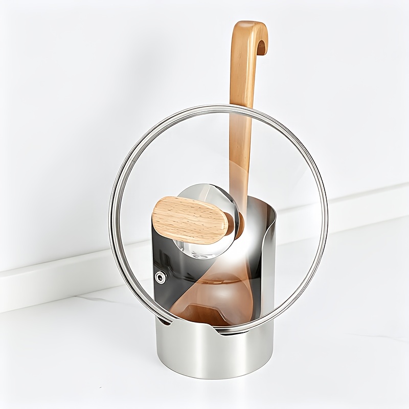 TEMU 1pc Pot Lid Soup Spoon Organizer Rack, Kitchen Countertop Storage Cylinder Utensil Holder, Spatula Chopsticks Cutting Board Storage Bucket,